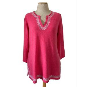 Tommy Bahama Women's Medium Rose Pink 100% Cashmere Tunic